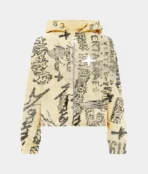 Vertabrae Ivory Graffiti Zip Up Hoodie