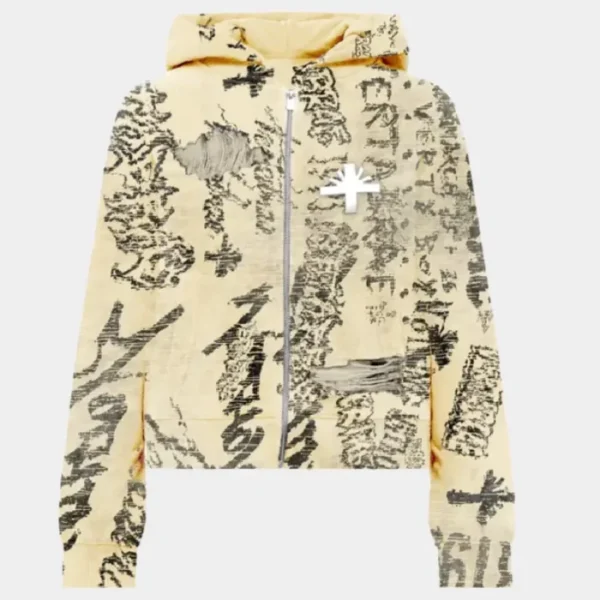 Vertabrae Ivory Graffiti Zip Up Hoodie (2)