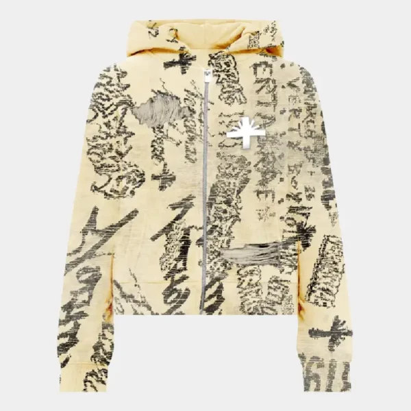 Vertabrae Ivory Graffiti Zip Up Hoodie