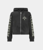 Vertabrae Tattoo Zip Up Hoodie Black