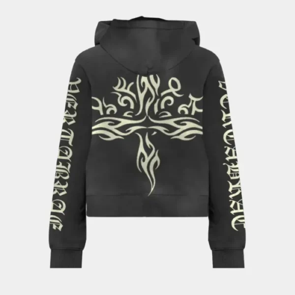 Vertabrae Tattoo Zip Up Hoodie Black (2)